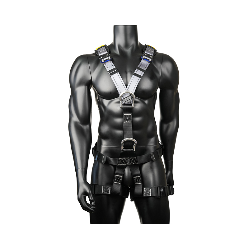 KA14-1 Uprząż wspinaczkowa z 5 aluminiowymi pierścieniami D i 2 klamrami szybkozapinającymi EN361