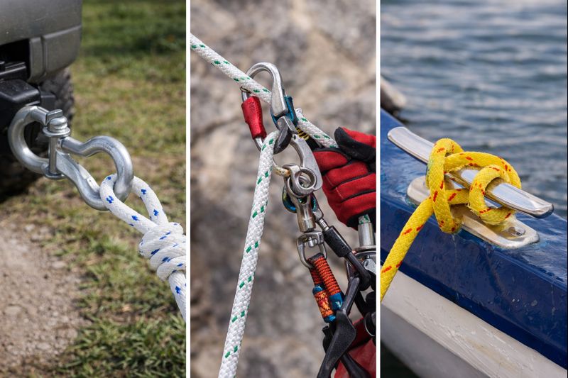 nylon, polyester and polypropylene rope: typical work scenarios